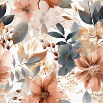 Papel de parede MuralPeel Vintage Brown Orange Boho Floral