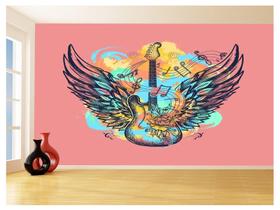 Papel De Parede Musica Guitarra Arte Graffiti 3,5M Mus109