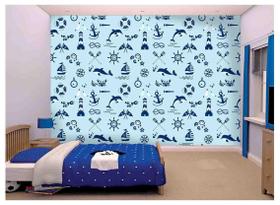 Papel De Parede Náutico Marinheiro Ancora Azs136