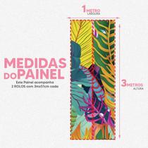 Papel De Parede Painel 3D Folha Figueira Colorida Viníl 1M