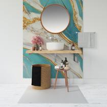 Papel de Parede Painel 3D Mármore Branco Azul e Amarelo 1,5M Auto Colante Lavável Revestimento Papel de Parede Painel 3D Mármore Branco Azul e Amarelo 1,5M Auto Colante Lavável Revestimento