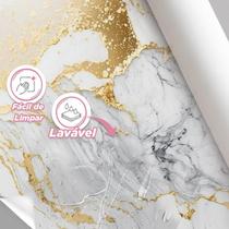 Papel De Parede Painel 3D Mármore Branco E Dourado 1M