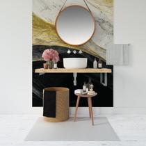 Papel de Parede Painel 3D Mármore Branco Nero Ouro 1,5M Auto Colante Lavável Revestimento Brilhoso