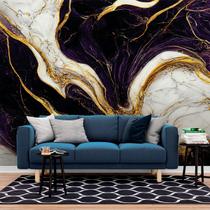 Papel de Parede Painel 3D Mármore Branco Ouro Roxo 2,5M Revestimento Auto Colante Brilho Marmorizado Papel de Parede Painel 3D Mármore Branco Ouro Roxo 2,5M Revestimento Auto Colante Brilho Marmorizado