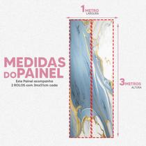 Papel De Parede Painel 3D Mármore Branco ul E Ouro 1M