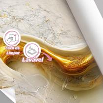 Papel De Parede Painel 3D Mármore Calacata Branco Ouro 1M - Colaí Adesivos