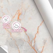 Papel De Parede Painel 3D Mármore Carrara Fio Laranja 1M