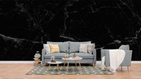 Papel de Parede Painel 3D Mármore Preto 4M Vinilico Revestimento Auto Colante Brilho Marmorizado