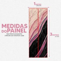 Papel De Parede Painel 3D Mármore Preto Branco Rosa 1M