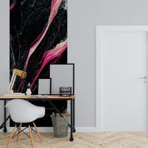 Papel de Parede Painel 3D Mármore Preto White Rosa 1M Auto Colante Lavável Revestimento Brilhoso