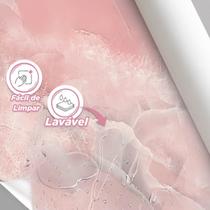 Papel De Parede Painel 3D Mármore Rosa Claro Vinílico 2,5M