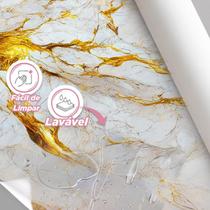 Papel De Parede Painel 3D Mármore White Dourado 3,5M