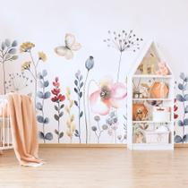 Papel de Parede Painel Floral Aquarela 8 rolos - 12m²