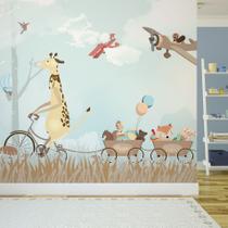 Papel de Parede Painel Infantil Animais Aviões 4 rolos - 6m