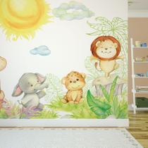 Papel de Parede Painel Infantil Animais Safari 4 rolos 6m²