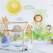 Papel de Parede Painel Infantil Animais Safari 6 rolos 9m² Papel de Parede Painel Infantil Animais Safari 6 rolos 9m²