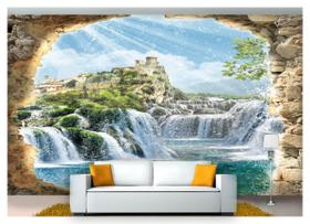 Papel De Parede Paisagem Digital Cachoeira 3D 7,50m² Dav43