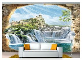 Papel De Parede Paisagem Digital Cachoeira 3D 7,50m² Dav43 Papel De Parede Paisagem Digital Cachoeira 3D 7,50m² Dav43