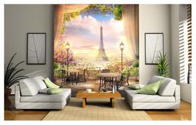 Papel De Parede Paisagem Digital Sacada Eiffel Dah41