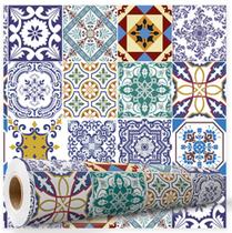 Papel De Parede Para Cozinha Azulejo Autoadesivo Português 3mx47cm