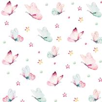Papel de parede Para Quarto Infantil Com Borboletas em Tons aquarela de Rosa E Azul 1 Metro Papel de parede Para Quarto Infantil Com Borboletas em Tons aquarela de Rosa E Azul 1 Metro