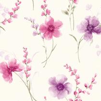 Papel De Parede Para Quartos E Sala Floral Ramos Em Rosa E Roxo