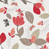 Papel De parede Para Quartos E Sala floral Tons De Vermelho marrom Bege Nude E Cinza