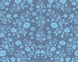 Papel De Parede Para Sala Quarto Floral Flores Azul Em 3d Adesivo Lavável FL29
