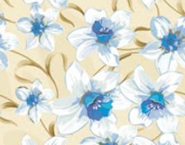 Papel De Parede Para Sala Quarto Floral Flores Branco e Azul Em 3d Adesivo LavávelFL118