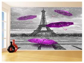 Papel De Parede Paris Eiffel Guarda Chuva Céu 3,5M Ncd316