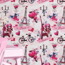 Papel de Parede Paris Fashion Amor Bicicleta Torre Eiffel Autocolante Papel de Parede Paris Fashion Amor Bicicleta Torre Eiffel Autocolante
