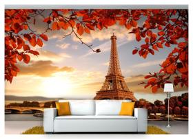Papel De Parede Paris Torre Eiffel Folhas 3D Ncd144 Papel De Parede Paris Torre Eiffel Folhas 3D Ncd144
