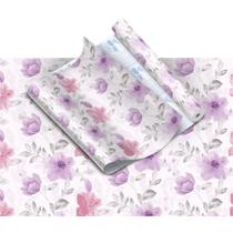 Papel de Parede Plástico Adesivo 45CM X 10M Floral Lilás - Papel de Parede Plástico Adesivo 45CM X 10M Floral Lilás -