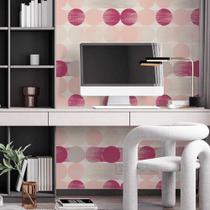 Papel de Parede Poá Circulos Tons de Rosa e Cinza
