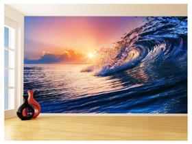 Papel De Parede Por Do Sol Onda Mar Praia Surf 3,5M Pds32