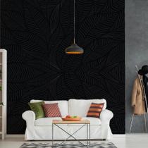 Papel de Parede Preto Folhagem Botânico Quarto Sala 6m² Papel de Parede Preto Folhagem Botânico Quarto Sala 6m²