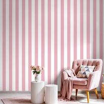 Papel de parede Qianglive listrado rosa e branco 44x203cm Papel de parede Qianglive listrado rosa e branco 44x203cm