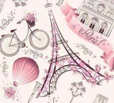 Papel De Parede Quarto Feminino Paris Rosa CAS76 3METROSX57CM - IC DECOR