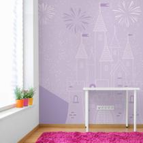 Papel de Parede Quarto Menina Castelo Princesas Lilás 6m²