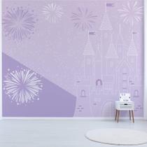 Papel de Parede Quarto Menina Castelo Princesas Lilás 9m²