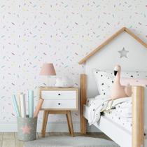 Papel de Parede Quarto Menina Confete Colorido 57x270cm