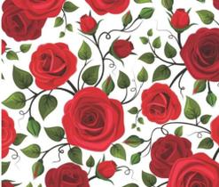 Papel De Parede Quatro Sala Floral Rosas Vermelhas FL208 3METROSX57CM - IC DECOR