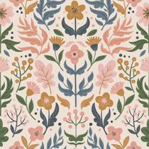 Papel de parede REDAMANCY Vintage Boho Rosa Bege Flores Damasco