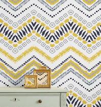 Papel de Parede Removível Adesivo Tribal Zigzag, Mural Moderno Amarelo para Quarto, Banheiro e Closet - S4Sassy Papel de Parede Removível Adesivo Tribal Zigzag, Mural Moderno Amarelo para Quarto, Banheiro e Closet - S4Sassy