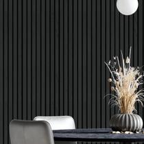 Papel De Parede Ripa Auto Colante Vinilico Ripado De Madeira Preto Lavável 3m