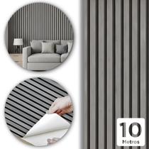 Papel De Parede Ripado Cinza Madeira 10m x 45cm Lavável Autocolante Efeito Painel Moderno