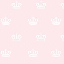 Papel De Parede Rosa E Coroas Branca Autocolante Lavavel