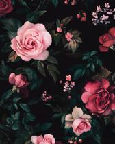Papel de Parede Rosa Fvlow Rosa e Vermelho Autoadesivo 44,2 cm x 3 m Papel Contact Preto Impermeável e Removível Revestimento de Parede para Quarto Cozinha Bancada Mesa Decoração de Casa