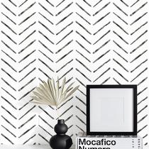Papel de parede Rugreat Herringbone Peel and Stick preto/branco