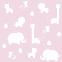 Papel de Parede Safári Branco e Rosa 3,00m Papel de Parede Safári Branco e Rosa 3,00m